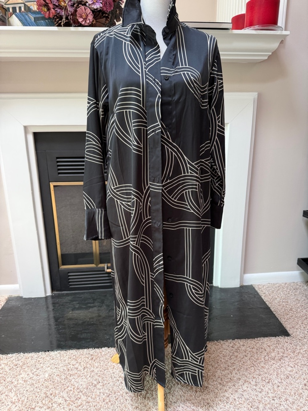 H&M Black Jumpsuit with White Graphic Chain Print